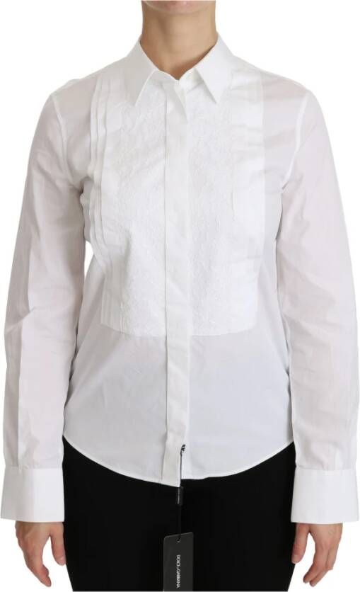 Dolce & Gabbana Witte Polo Shirt met Kraag en Lange Mouwen White Dames