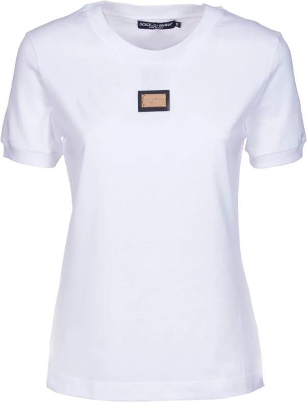 Dolce & Gabbana Witte T-shirts en Polos met Pinaforemetal Breedte White Dames