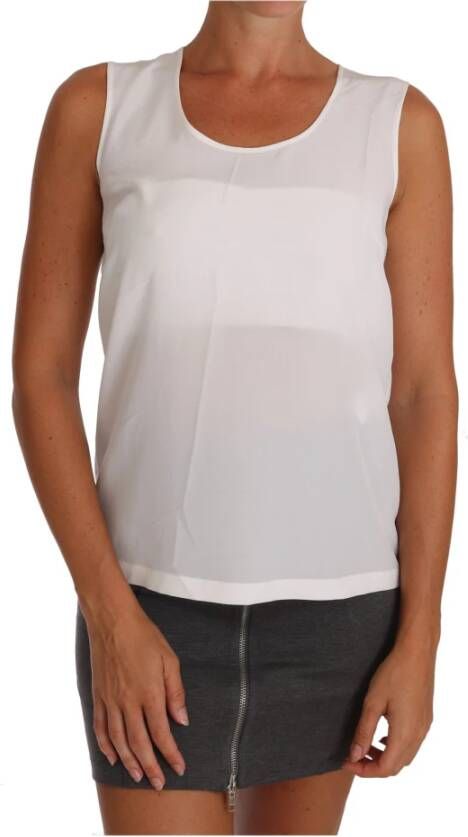 Dolce & Gabbana Witte zijde A-lijn mouwloze blouse t-shirt top Wit Dames