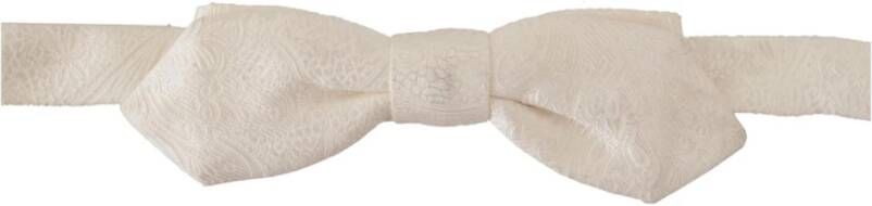 Dolce & Gabbana Witte Zijden Strik Gebonden Model 4cm Breedte Wit Heren