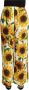 Dolce & Gabbana White Sunflower Print Mid Waist Wide Leg Pants Wit Dames - Thumbnail 1