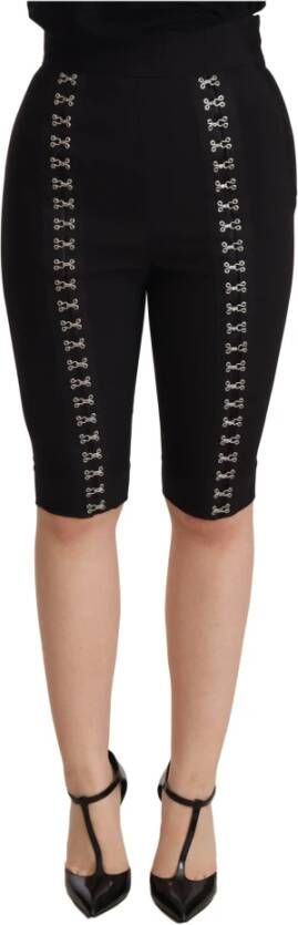 Dolce & Gabbana Wol stretch slank fit hoge taille shorts Zwart Dames