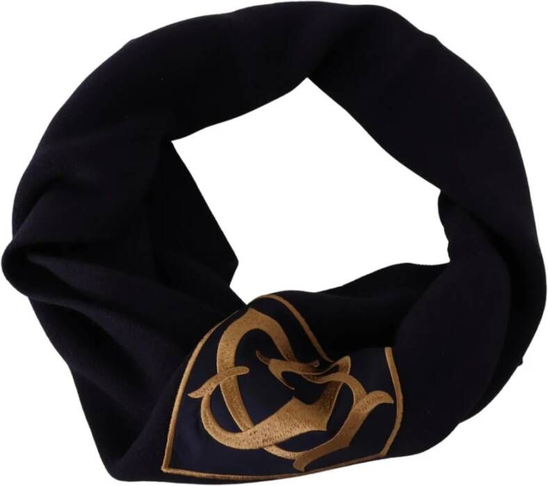Dolce & Gabbana Wollen Gebreide Sjaal met Logo Borduursel Blauw Heren