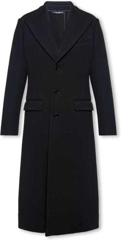 Dolce & Gabbana Slim Fit Techno-Wool Deconstructed Coat Black Heren