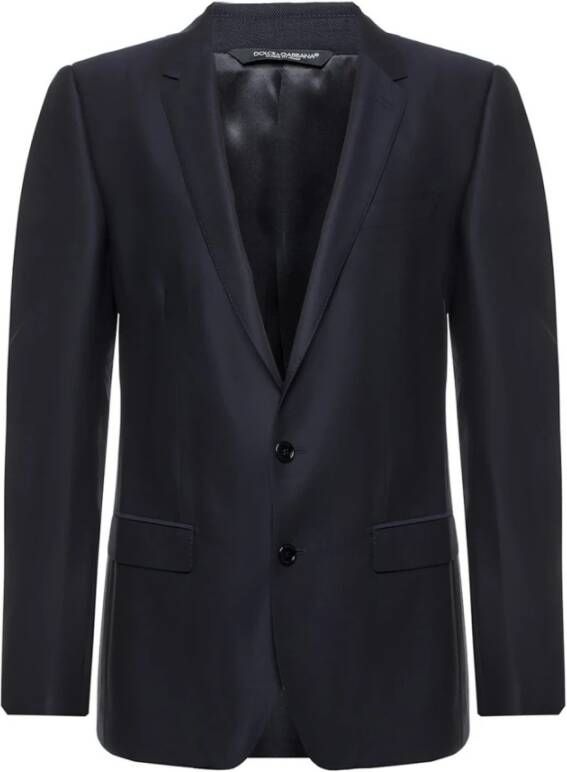 Dolce & Gabbana Donkerblauwe Single-Breasted Wollen Blazer Blue Heren