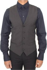 Dolce & Gabbana Wool Stretch Dress Vest Blazer Grijs Heren