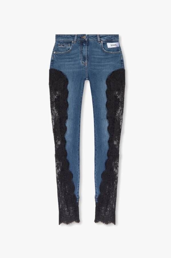 Dolce & Gabbana Kanten Inzet Skinny Jeans Blue Dames