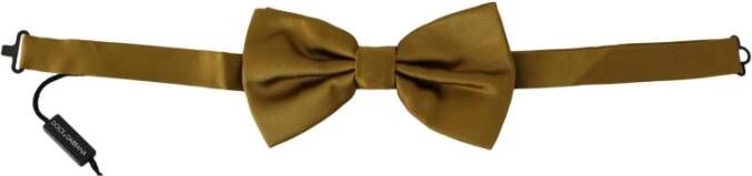 Dolce & Gabbana Yellow Mustard 100% Silk Butterfly Papillon Bow Tie Geel