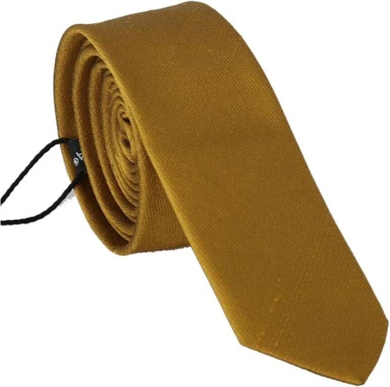 Dolce & Gabbana Yellow Silk Solid Slim Tie Geel Heren