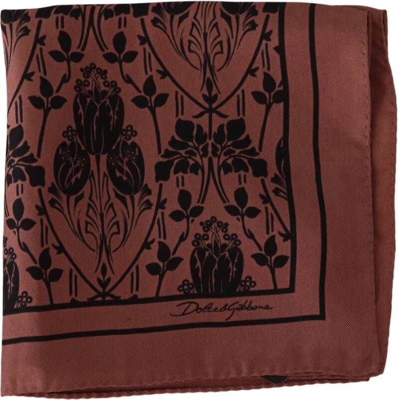 Dolce & Gabbana Bruine Bloemen Zijden Zakdoek Sjaal Brown Heren