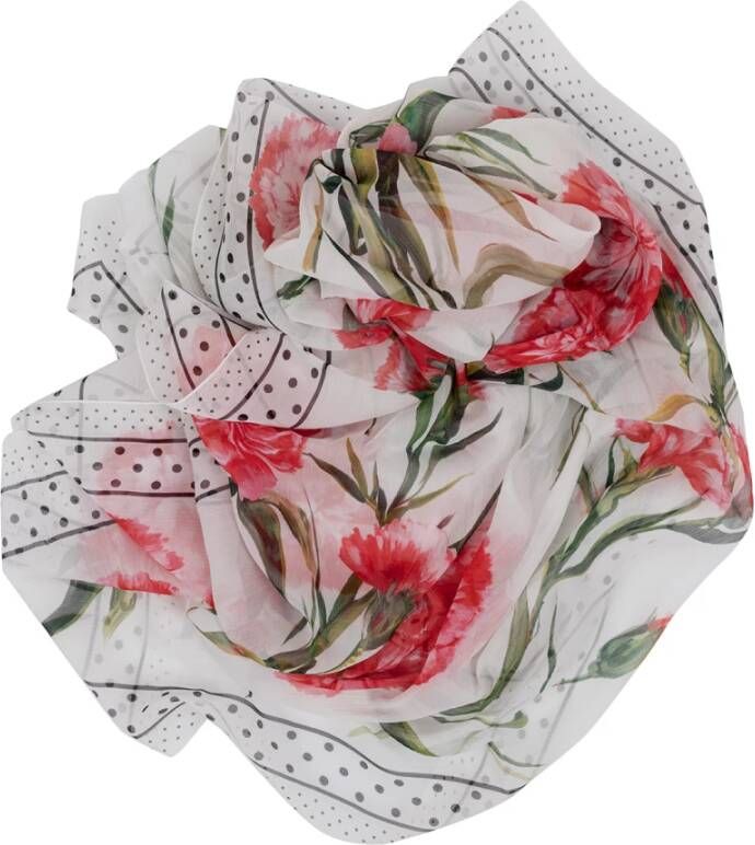 Dolce & Gabbana Zijden Sjaal Luxueus en Stijlvol White Dames