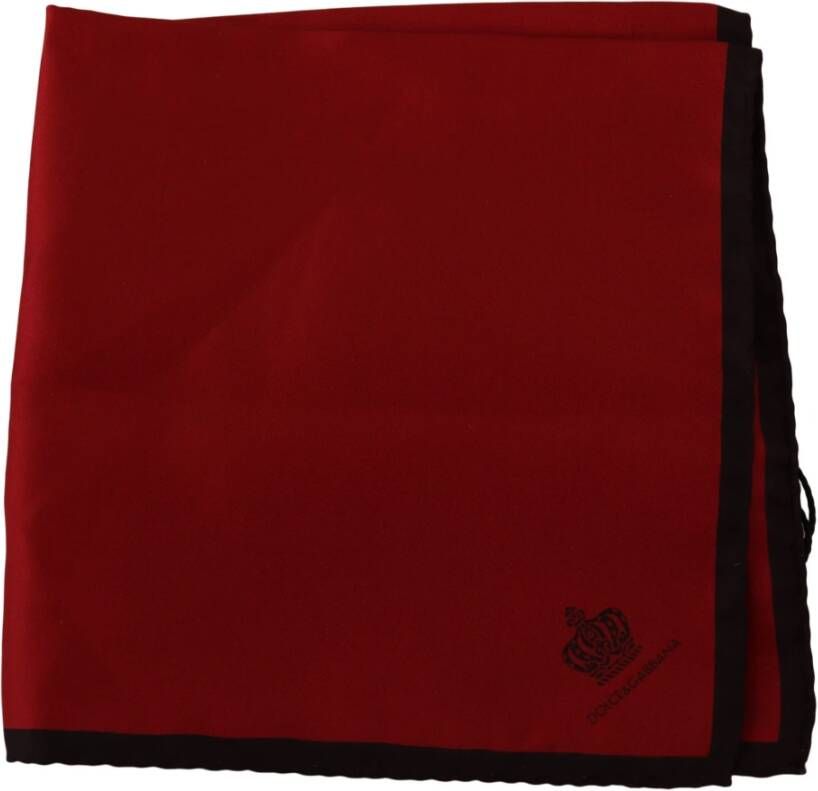 Dolce & Gabbana Red 100% Silk Square Handkerchief Scarf Rood