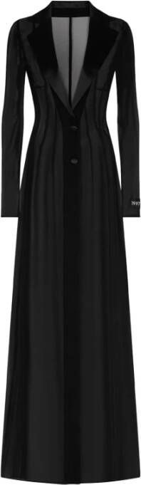 Dolce & Gabbana Zwarte zijden chiffon jas met satijnen afwerking Black Dames