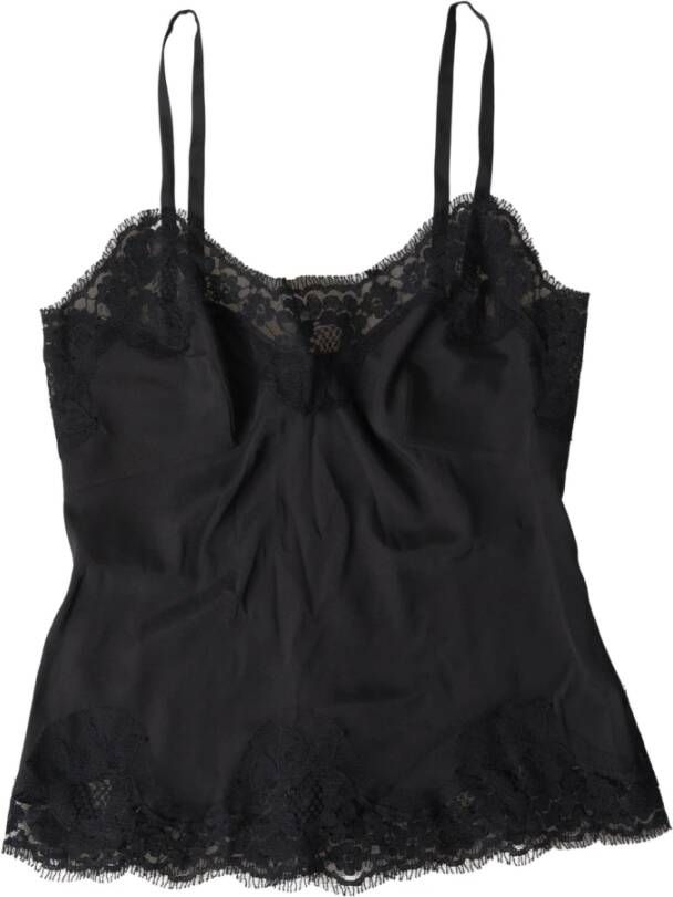 Dolce & Gabbana Zwarte Kant Zijden Camisole Nachtkleding Black Dames