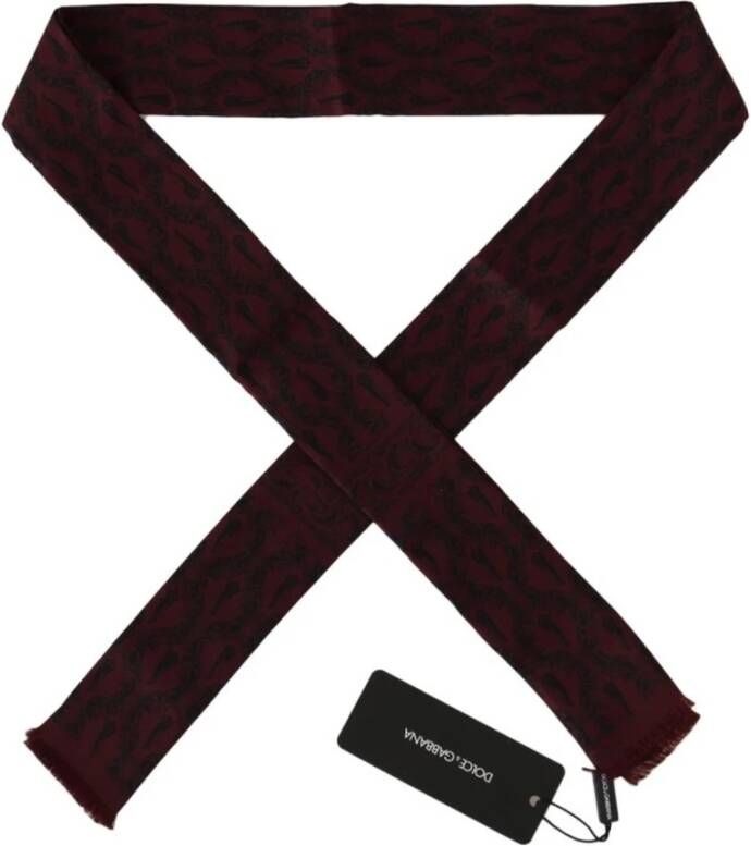 D&G Sjaal D&G Dolce Gabbana Zijden Sjaal Bourgondie Paisley