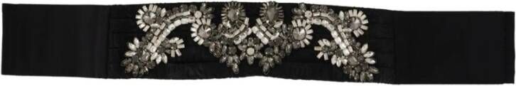 Dolce & Gabbana Zijden riem met strass steentjes drukknoopsluiting Zwart Dames