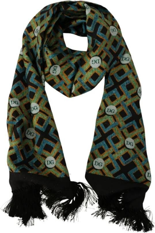 Dolce & Gabbana Zijden sjaal met logodetails Meerkleurig Heren