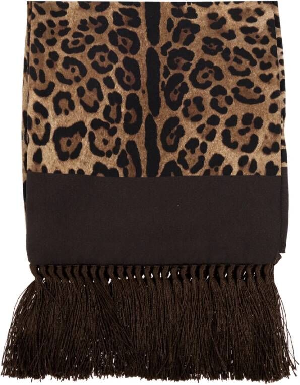 Dolce & Gabbana Zijden sjaal met luipaardprint Bruin Heren