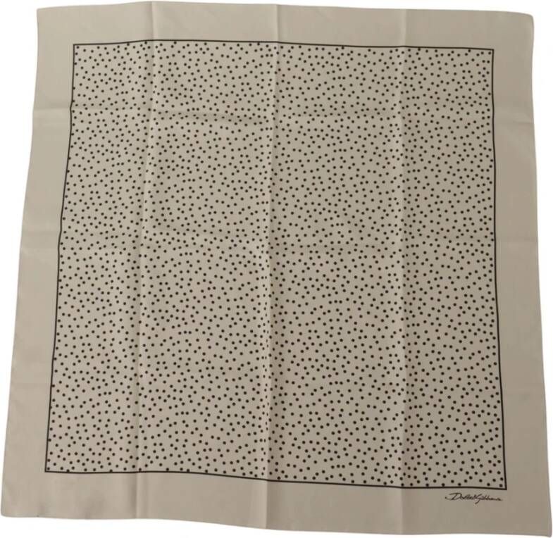 Dolce & Gabbana Off White Polka Dots Zijden Zakdoek Multicolor Heren
