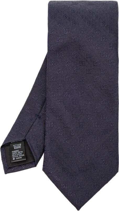 Dolce & Gabbana Zijden stropdas met monogram Blauw Heren
