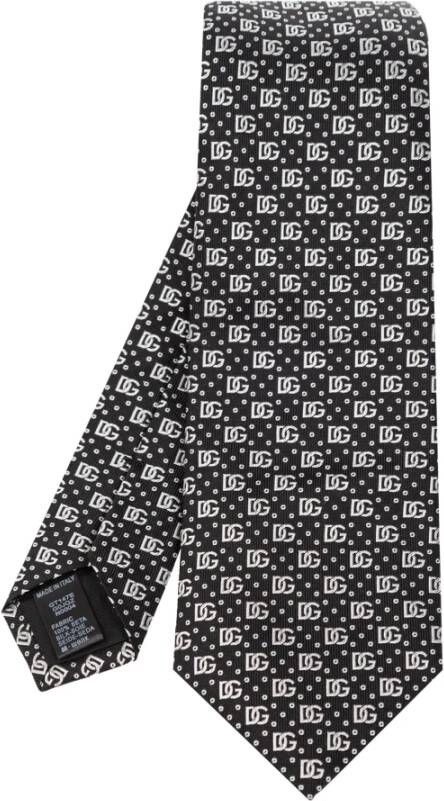 Dolce & Gabbana Zijden stropdas met monogram Zwart Heren