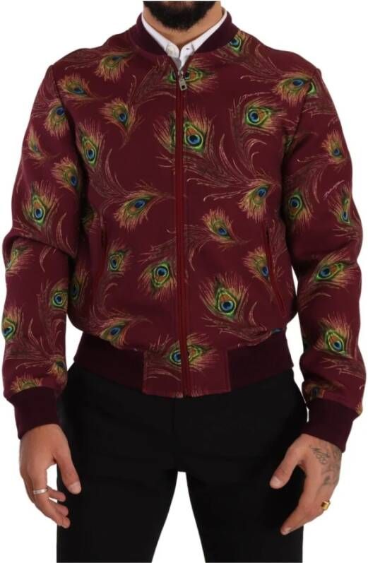 Dolce & Gabbana Red Pea Polyester Stretch Full Zip Jacket Rood Heren