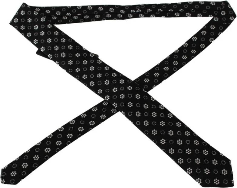 Dolce & Gabbana Black 100% Silk Floral Print Classic Tie Zwart Unisex