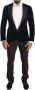 Dolce & Gabbana Blauw Velvet Katoenen Slim Fit Smokingpak Blue Heren - Thumbnail 1