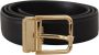 Dolce & Gabbana Zwart Klassiek Leren Goud Metalen Logo Gesp Riem Zwart Unisex - Thumbnail 1