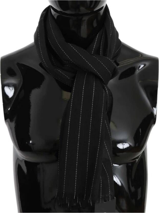 Dolce & Gabbana Zwart wit gestreepte zijden heren sjaal Zwart Heren