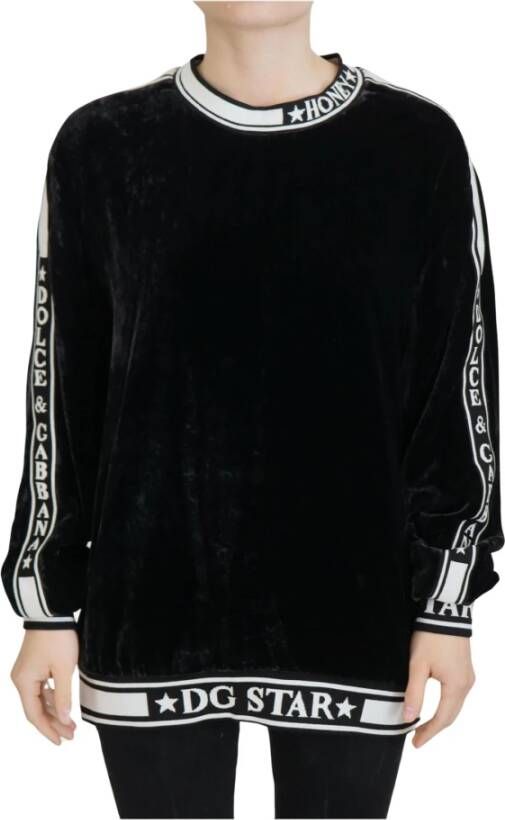 Dolce & Gabbana Zwart-witte trui met ronde hals Black Dames