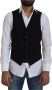 Dolce & Gabbana Zwart Wol Stretch Gilet Formeel Vest Black Heren - Thumbnail 1