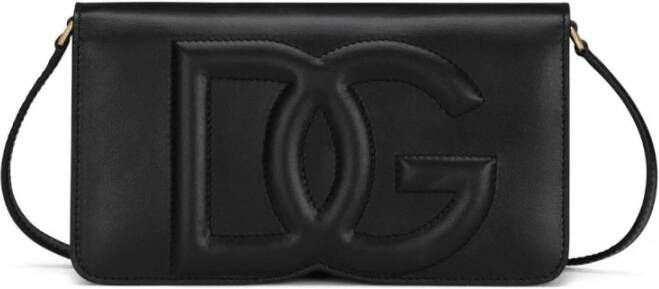 Dolce & Gabbana Zwarte DG-Logo Leren Schoudertas Zwart Dames