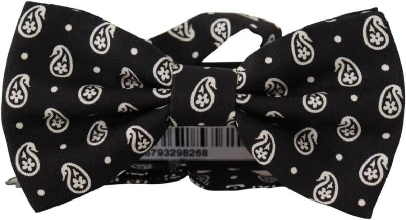 Dolce & Gabbana Zwarte Fantasie Patroon Verstelbare Nek Vlinderdas Black Unisex