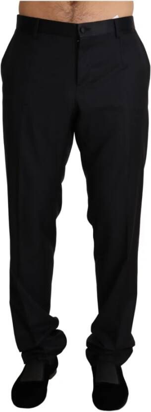Dolce & Gabbana Blue Skinny Formal Dress Trouser Wool Pants Blauw Heren