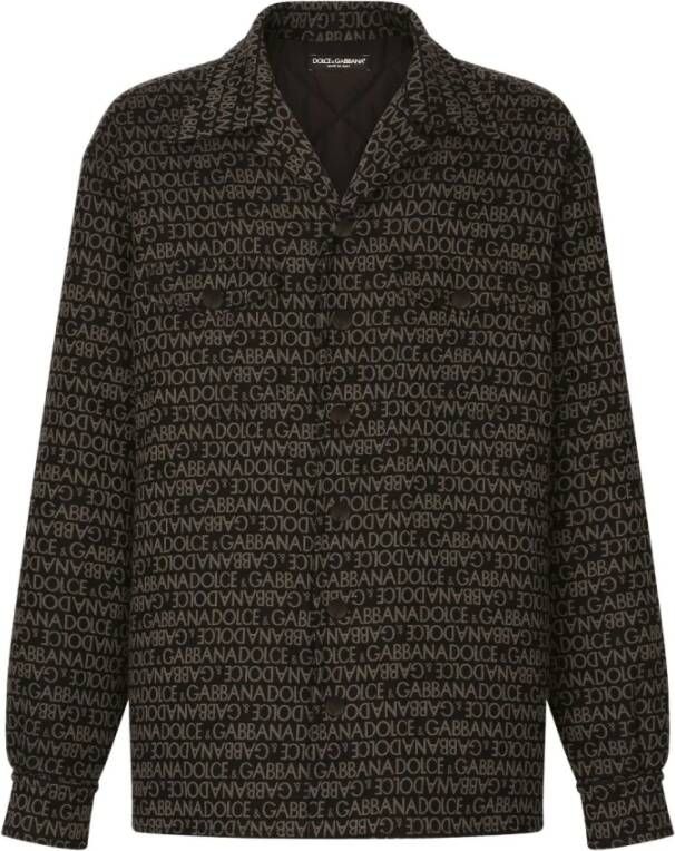 Dolce & Gabbana Gewatteerd Overshirt met Logo Motief Black Heren