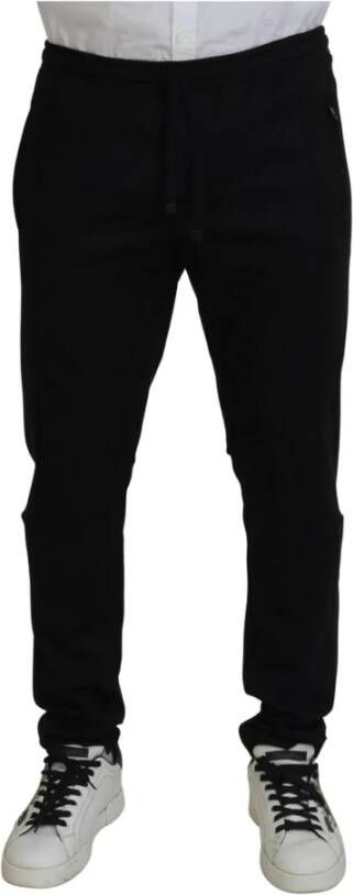 Dolce & Gabbana Zwarte Jogger Broek van Wol met Trekkoordsluiting Black Heren
