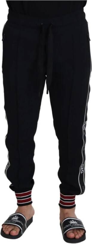 Dolce & Gabbana Zwarte Viscose DG Logo Heren Jogger Broek Black Heren