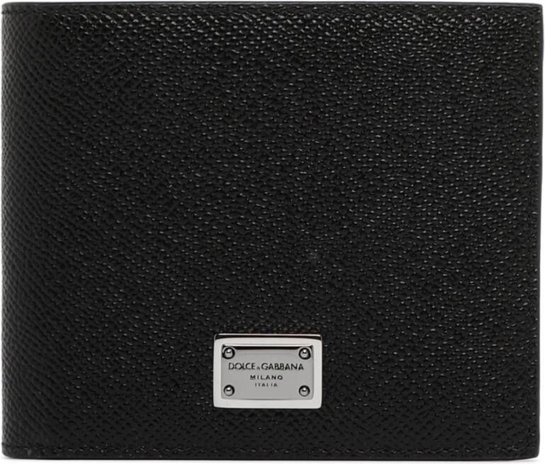 Dolce & Gabbana Zwarte kalfsleren bi-fold portemonnee Zwart Heren