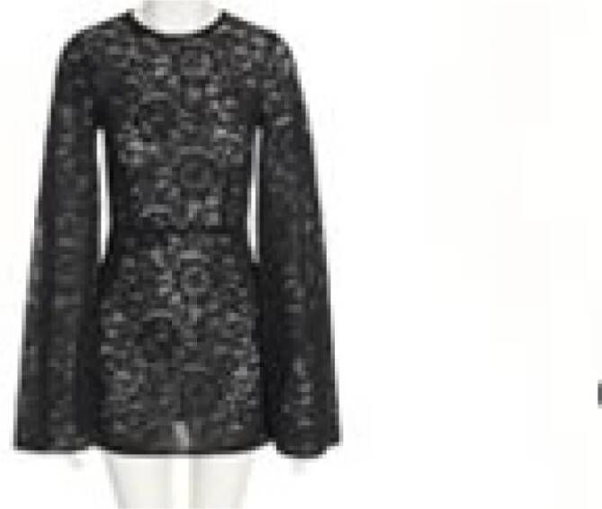 Dolce & Gabbana Zwarte Kanten Mini Jurk met Wijd Uitlopende Mouwen Black Dames