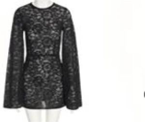 Dolce & Gabbana Zwarte Kanten Mini Jurk met Wijd Uitlopende Mouwen Zwart Dames