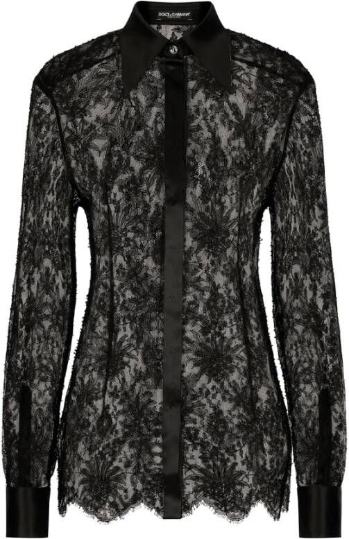 Dolce & Gabbana Zwarte Kantoverhemd Look 28 Zwart Dames