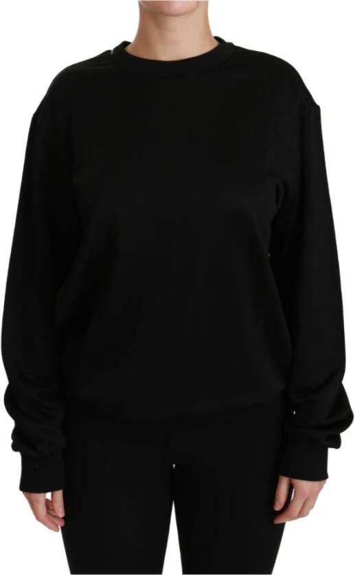 Dolce & Gabbana Zwarte katoenen crewneck pullover trui Zwart Dames