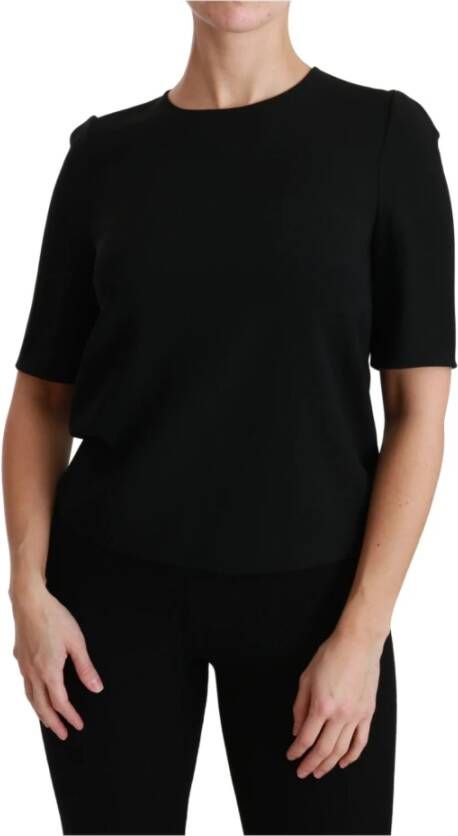 Dolce & Gabbana Zwarte korte mouw stretch blouse Zwart Dames