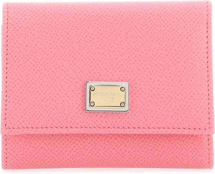 Dolce & Gabbana Zwarte lederen portemonnee Roze Dames