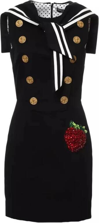 Dolce & Gabbana Zwarte Leren Chunky Hak Enkellaarzen Black Dames