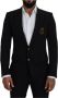 Dolce & Gabbana Zwarte Martini Bedrukte Voering Jas Blazer Black Heren - Thumbnail 1