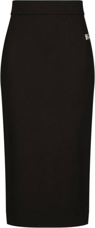Dolce & Gabbana Zwarte stretch ontwerp potlood midi rok Black Dames