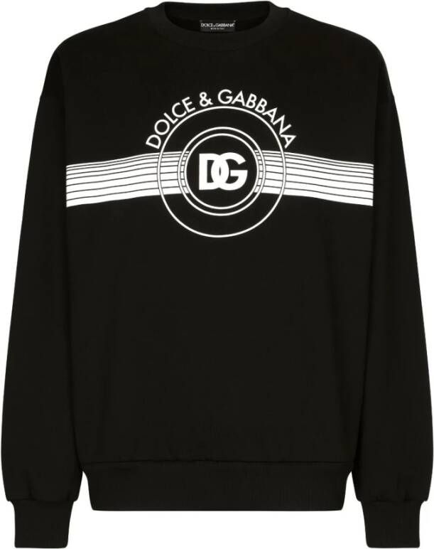 Dolce & Gabbana Zwarte Logo-Print Sweaters Black Heren