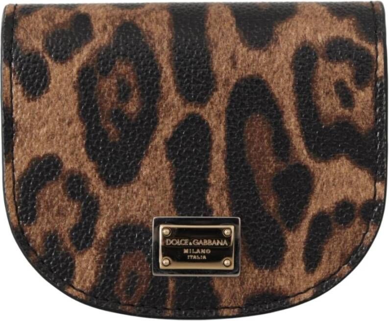 Dolce & Gabbana Zwarte Luipaard Muntklep Portemonnee Bruin Dames